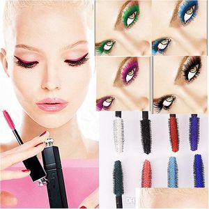 Mascara Rainbow Colorf Yeux professionnels Maquillage imperméable facile à enlever Punk Bleu Blanc Rouge Noir Violet Allonger Cils Couleur Dro Dh9Je