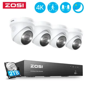 Mascara Zosi 8CH 4K POE Sistema de cámara de video vigilancia AI Decreción de cara 5MP 8MP Cámaras IP Cámaras IP Cámaras de seguridad CCTV Kit