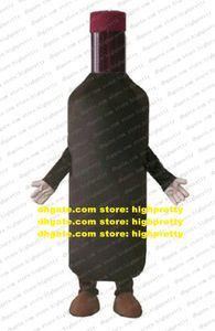 Costume de mascotte, bouteille de vin de raisin marron et rouge, flacon, Vase, pot, gants blancs, capuchon rouge, cylindre fin, goulot d'étranglement, No.4699