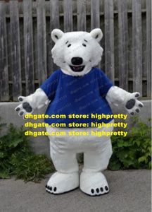 Costume de mascotte ours blanc avec jupe bleue ours polaire ours de mer personnage de dessin animé adulte exposition commerciale exposition au sol zz7764