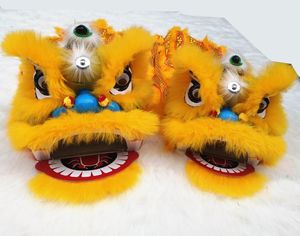 Disfraces de mascotas Traje de mascota de danza del león Pur chino Lana pura León del sur para dos niños Juguetes Ropa Publicidad Carnaval Halloween Navidad