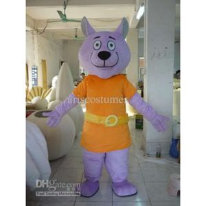 Costumes de Mascotte Halloween Noël Violet Chien Mascotte Dessin Animé En Peluche Déguisement Costume De Mascotte