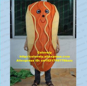 Costume de poupée de mascotte Mignon Orange Piment Chien Francfort Hotdog Hot Dog Tube Steak Costume De Mascotte Avec Globe Nez Rouge Bouche Jean Pantalon No.491