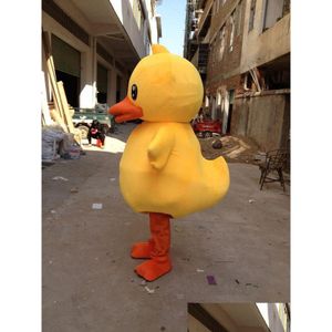 Costume de canard en caoutchouc jaune, mascotte, vente d'usine, Costume de dessin animé, livraison directe, vêtements, Costumes Dhold