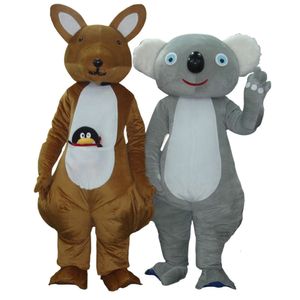 Mascotte MascotCosplay Kangourou et Koala Mascotte Costume Spectacle sur scène Cérémonie publicitaire Déguisement Fête Animal Carnaval Effectuer des accessoires