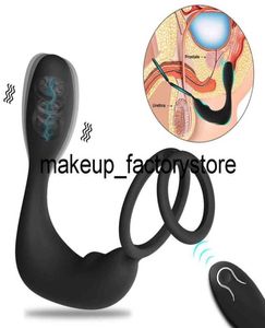 Masaje juguetes de sexo anal toyes de control remoto inalámbrico Vibrador masajeador de próstata para hombres con tapón macho de silicona anillo de pene juguetes gay para A4910809