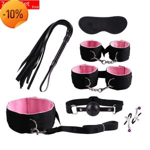 Massage Bdsm Bondage Kit pour femmes Menottes Sex Toys avec Bouche Gag Nipple Clamp Whip Fessée Couples Erotic Plush Sex Games Produit