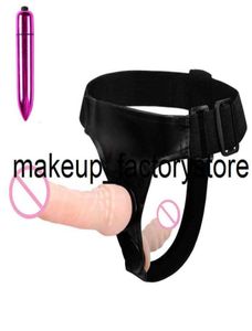 Massage Double Dildo Strap on Pene Shouty Shop Bullet Vibrator Sexy Toys para adultos Mujer Lesbiana Pareja Strapon Anal Plug2156596