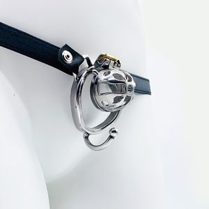Masaje FRRK31 jaula de castidad anillo curvo con soporte testículos correa en el cinturón juguetes sexuales para adultos para hombre pene de Metal de acero inoxidable