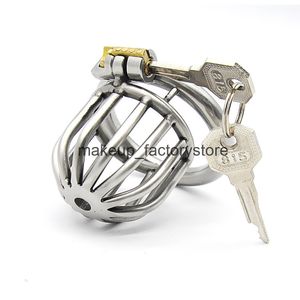 Massage Nouveau manchon de pénis en acier inoxydable Cage de chasteté masculine jouets sexuels pour homme Cockring produit sexuel serrure de Cage et clé SM jeux pour adultes