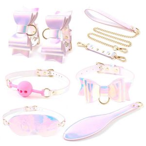 Produits de massage Accessoires exotiques Ensemble de menottes Lingerie de retenue Fétiche Fessée Babydoll Adultes Jeu Sexy Bdsm Bondage Porno Jouets pour Couple