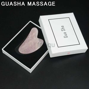 Massage Stones Rocks Guasha Massage pour le visage Rose Quartz Premium Body Natural Stone Neck Tools Beauty Care Box Board Facial Spoon Board Jade Gua Sha 240403