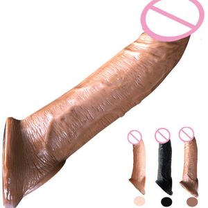 Masseur 21 cm 8.27 pouces vibrant pénis Extension manchon étui augmenter l'agrandissement silicone coq couverture en-tête Extender hommes