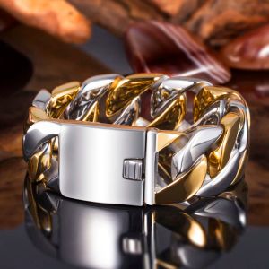 Bracelets pour hommes, chaîne à maillons larges de 12MM de large, bracelets en or 14 carats, bracelets à main pour hommes
