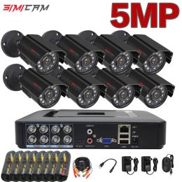 Material Super 5MP Sistema de cámara de seguridad Metal AHD Sistema de vigilancia Interior IP66 Visión nocturna impermeable CCTV 6In1DVR Kit