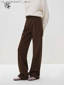 Maternity Bottoms FSLE Retro Style Corduroy Straight Pants For Women Winter New Sense High Waist Slimming Warm Casual Solid Color Trousers Female Q231207