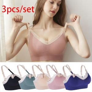 Maternité Intimates 3 pièces soutien-gorge d'allaitement sans couture dentelle respirant sans fil avant fermeture ouverte soutiens-gorge d'allaitement pour femmes enceintes vêtements 230201