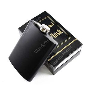 Matt black 6oz 8oz Licor Hip Flask Tapones de rosca Olla de vino de acero inoxidable Olla de vino portátil rusa, soldadura láser Personalizada DHW17