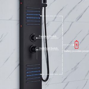 Panneau de douche à LED noir mat