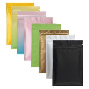 Sacs à fermeture éclair thermoscellables, noir mat, blanc, rose, pochette d'emballage, sac d'emballage en plastique plat refermable en aluminium