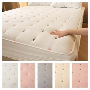 Surmatelas Super épais, couverture matelassée brodée, lit simple, Queen, King, en coton, draps lencol cama casal, 231202