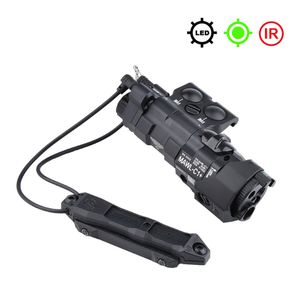 MAWL-C1 Pistola Luz Táctica Láser verde Menards Linternas Apuntando Iluminación IR Mejorada MAWL LED Luz blanca Rifle de caza con interruptor de presión de doble función