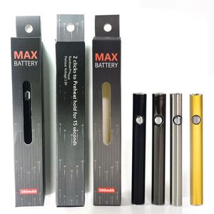 Batterie de préchauffage Max, fil 510, stylo mince, 380mah, 2.7v-3.6v, tension de réglage inférieure