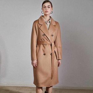 Abrigo de lana de agua de diseñador Max, abrigos largos de Cachemira para mujer, chaqueta térmica con solapa, rompevientos de moda