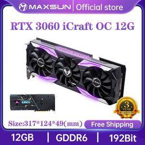 Tarjetas gráficas MAXSUN completamente nuevas RTX 3060 iCraft OC 12G 8G GDDR6 GPU NVIDIA computadora PC 192bit 128bit tarjeta gráfica de vídeo para juegos