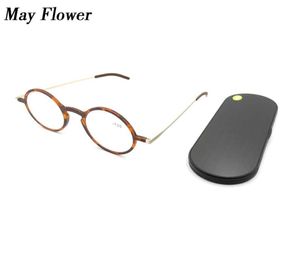 May Flower-gafas de lectura antiazules ultrafinas, montura redonda, gafas para presbicia de bolsillo portátiles con estuche magnético para hombres y mujeres9609362