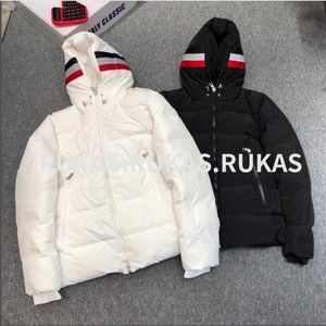 Manteau simple pour homme - Design croisé - Chapeau à capuche - Doudoune de luxe imperméable - Doux et chaud - Double fermeture éclair - Parka chaude à la mode - Veste noire et blanche