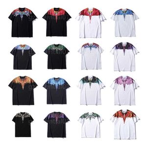 MB camiseta diseñador para hombre para mujer camiseta pareja de verano ala colorida impreso mangas cortas cuello redondo jersey top versátil diseñador casual camisetas hombres camiseta