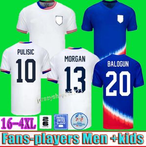 Fans Player USAS PULISIC Soccer Jerseys 2024 2025 Copa América 24/25 Home Away Kids Camisetas de fútbol Estados Unidos Hombres Mujer SMITH ADAMS MORGAN BALOGUN 16-4XL