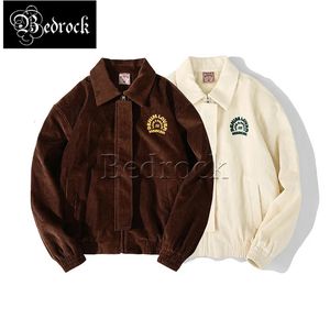 MBBCAR chaqueta americana A2 de pana marrón vintage Amekaji beige tipo duro bordado pesado abrigo grueso hombres 3112 240115