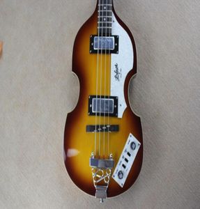 McCartney Hofner H5001CT Contemporáneo Violín Deluxe Bass Vintage Sunburst Electric Guitar Flame Maple Top Back 2 511b P9270049