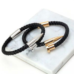 Mcllroy Pulseras Hombres brackelts Brazaletes Pulseiras 6mm Tejido Cuero Genuino Pulsera de Uñas Charm love brazalete masculina297r