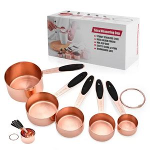 Taza medidora Chapado en acero inoxidable Cobre Oro rosa Accesorios de cocina Hornear Bartending Cuchara medidora Juego de herramientas de cocina al por mayor ss1208