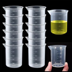 Outils de mesure 100 ML 10 pièces en plastique tasse graduée liquide conteneur résine époxy Silicone faisant outil Transparent mélange 230613