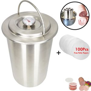 Meat Poultry Tools Ham Press Maker Machine 304 Stainless Steel Kitchen Cooking With 100 Pcs Patty Papers Thermometer 230923