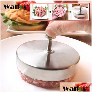 Viande Volaille Outils Poterie Walfos 1 Pc 95Cm Forme Ronde Presse À Hamburger En Acier Inoxydable Porc Bœuf Tarte Burger Faisant Moule Cuisine 230 Dhgx1