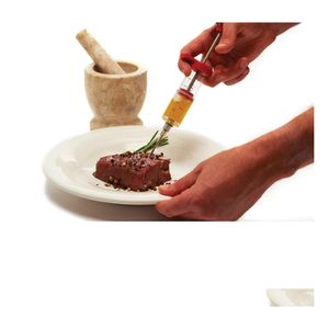 Outils de volaille de viande Aiguilles en acier inoxydable Seringue à épices Set Injecteur de saveur BBQ Kithen Sauce de cuisson Accessoires de marinade Drop de Dhhtf