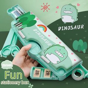 Mechanism Warehouse Button Pencil Box Pupil Male Multifunctional Stationery High Face Value School Supplies Cute Cases