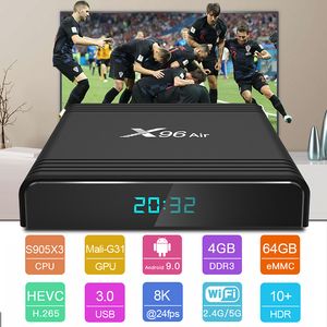 4 Go 64 Go X96 Air Android 9.0 TV Box Amlogic S905X3 Quad Core BT Support Voice Remote Dual Wifi SmartTV