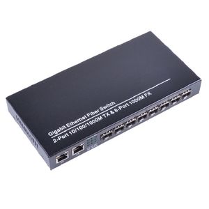 Freeshipping media converter 8 sfp 2 rj45 gigabit optical fiber switch for ip camera UTP Fiber Optical switch