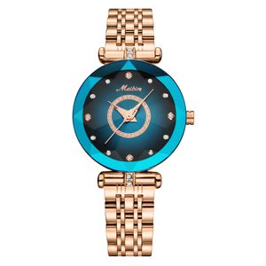 MEIBIN Shining Quartz Womens Relojes Ladies Watch Elegant Diamond Blue Dial Girls Relojes de pulsera
