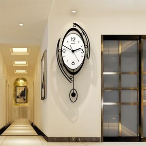 MEISD Reloj de pared decorativo Péndulo Diseño moderno Reloj Decoración Hogar Cuarzo Creativo Sala de estar Horloge 220303