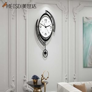 Meisd moderne yeux design horloge murale noir pendule montre quartz décoration murale cuisine horloge numéro aiguilles en métal 210930