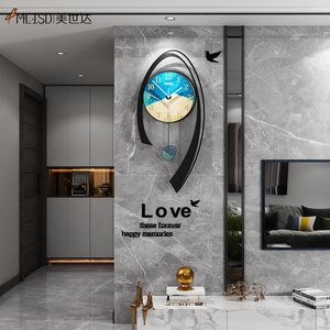 MEISD Horloge nordique Pendule Horloge murale Art Affiche Décoration Quartz Montre Silencieuse Maison Salon Creative Horloge Livraison Gratuite 210310