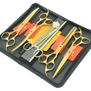 Meisha 7.0" Japan 440c Dog Hair Cutting Grooming Scissors Set Fish Bone Thinning Shears Pet Up Down Curved Tesouras Animals Supplies HB0216