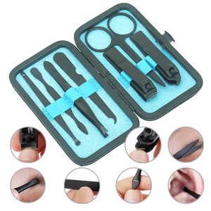 Meisha 7Pcs / Set Protable Manicure Tools Set Kits cortapelos de acero inoxidable Profesional Ear Pick Cuticle Pusher Nail File HE0008